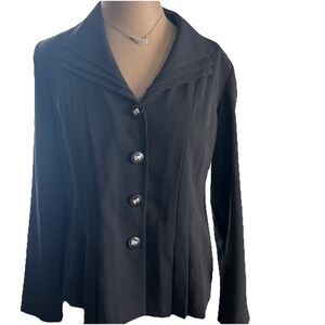 Vtg‎ Pants Suit Dressy Black Fitted Wide Leg Retro 12P Party Glam Formal